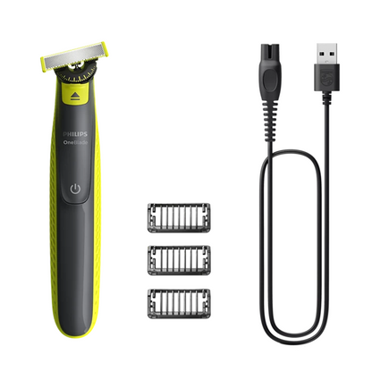 PHILIPS OneBlade 360 skuveklis sejai, zaļš un pelēks ar 3 rugāju ķemmēm QP2724/23