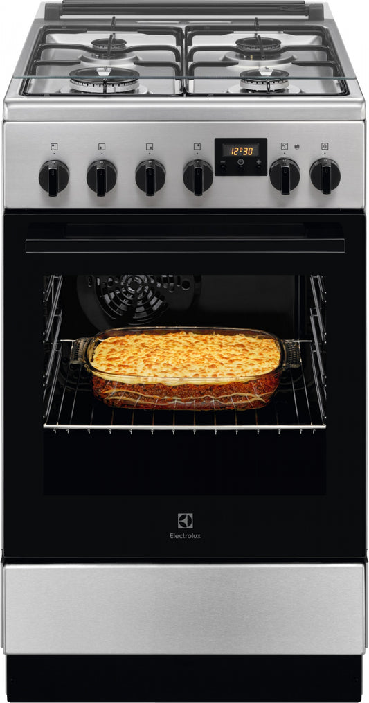 Electrolux gāzes plīts ar elektrisko cepeškrāsni, nerūsējoša tērauda, 50cm LKK540232X