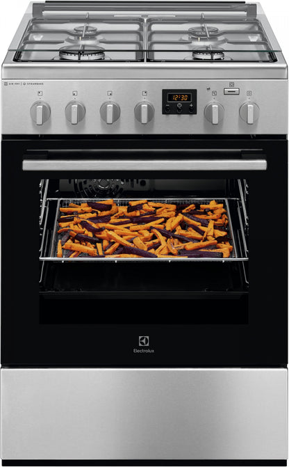 Electrolux gāzes plīts ar elektrisko cepeškrāsni, nerūsējoša tērauda ar pārklājumu pret pirkstu nospiedumiem, 60cm LKK660221X