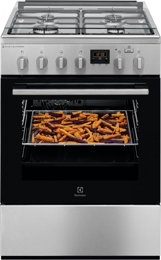 Electrolux gāzes plīts ar elektrisko cepeškrāsni, nerūsējoša tērauda ar pārklājumu pret pirkstu nospiedumiem, 60cm LKK660221X