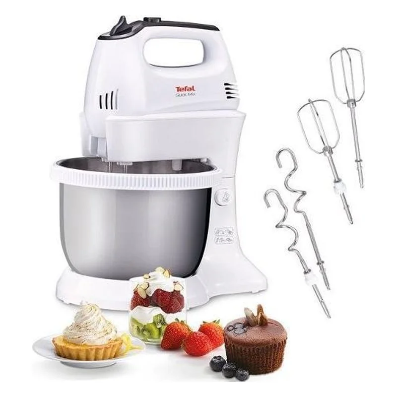 TEFAL mikseris Quick Mix, balts ar metāla trauku HT312138