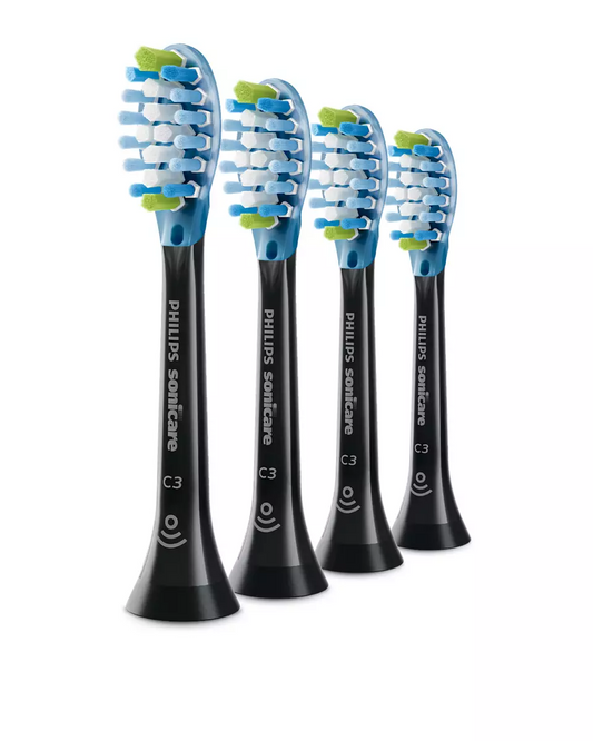 Sonicare C3 Premium Plaque Defence zobu birstes uzgalis, 4 gab, melns HX9044/33