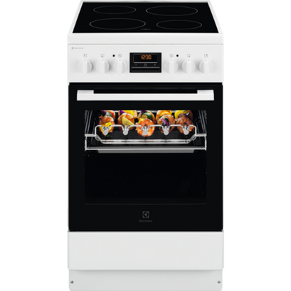 Electrolux 500.sērijas elektriskā plīts ar elektrisko cepeškrāsni, balta, 50cm LKR540202W