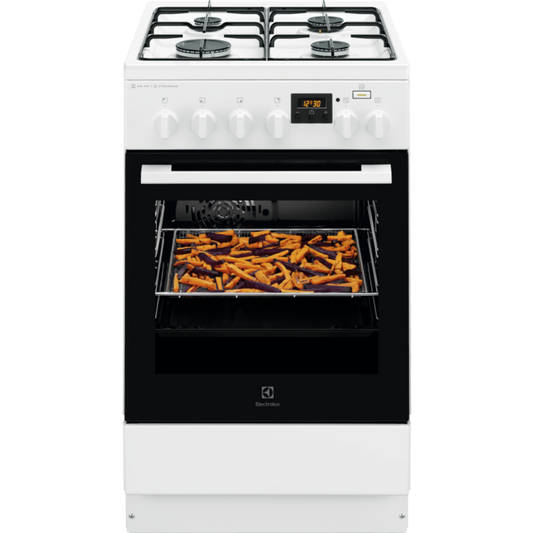 Electrolux gāzes plīts ar elektrisko cepeškrāsni, balta LKK560203W