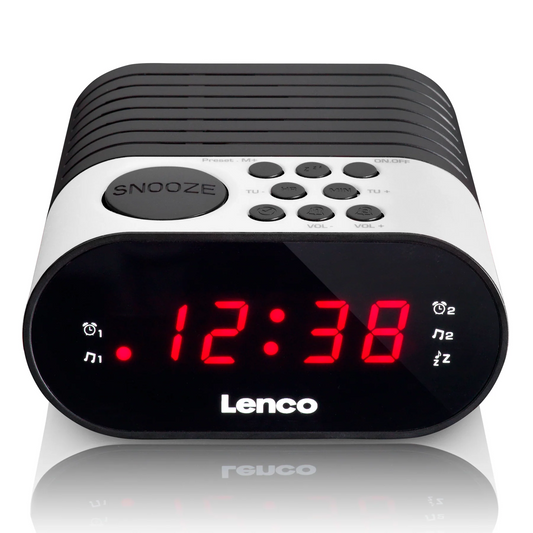Lenco radio pulkstenis, ar dubultā modinātāja funkciju, balts CR-07 White