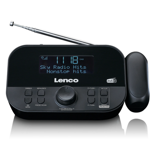 Lenco radio pulkstenis ar projekciju, melns CR-615BK