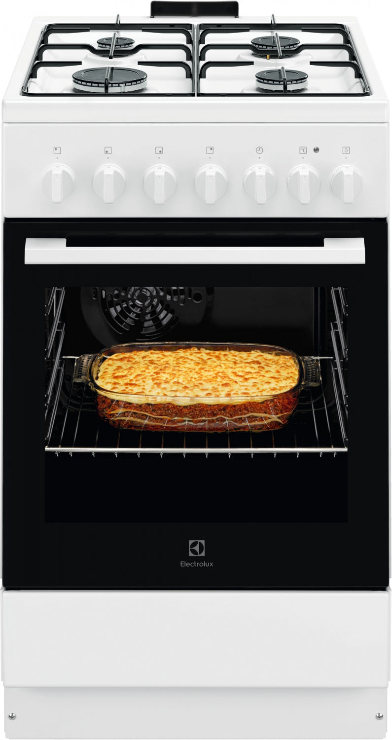 Electrolux gāzes plīts ar elektrisko cepeškrāsni, 50cm, balta LKK520032W