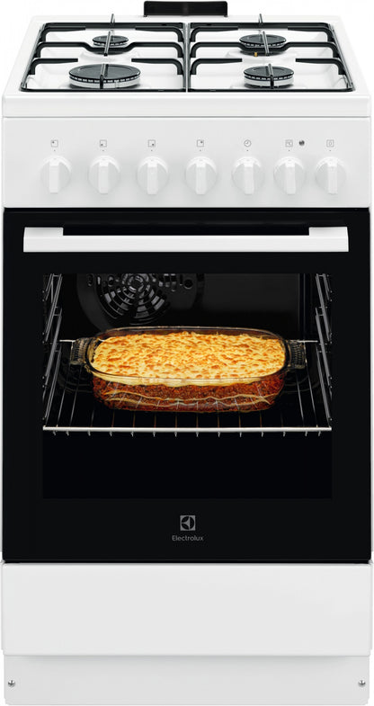Electrolux gāzes plīts ar elektrisko cepeškrāsni, 50cm, balta LKK520032W