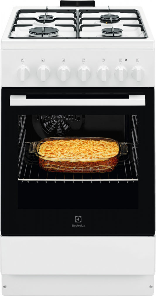 Electrolux gāzes plīts ar elektrisko cepeškrāsni, 50cm, balta LKK520032W