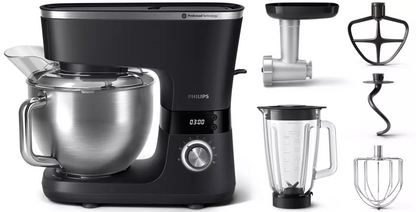 PHILIPS Virtuves kombains ar piederumiem, 1000W, melns HR7962/21