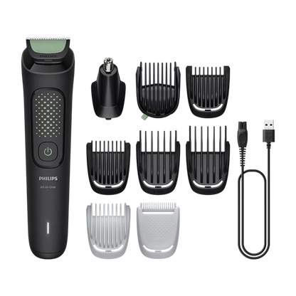 PHILIPS Multigroom series 3000 trimmeris (9-in-1), melns ar zaļu MG3945/15