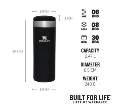 Termokrūze STANLEY The AeroLight Transit Mug 0,47L melna - DomoTehnika