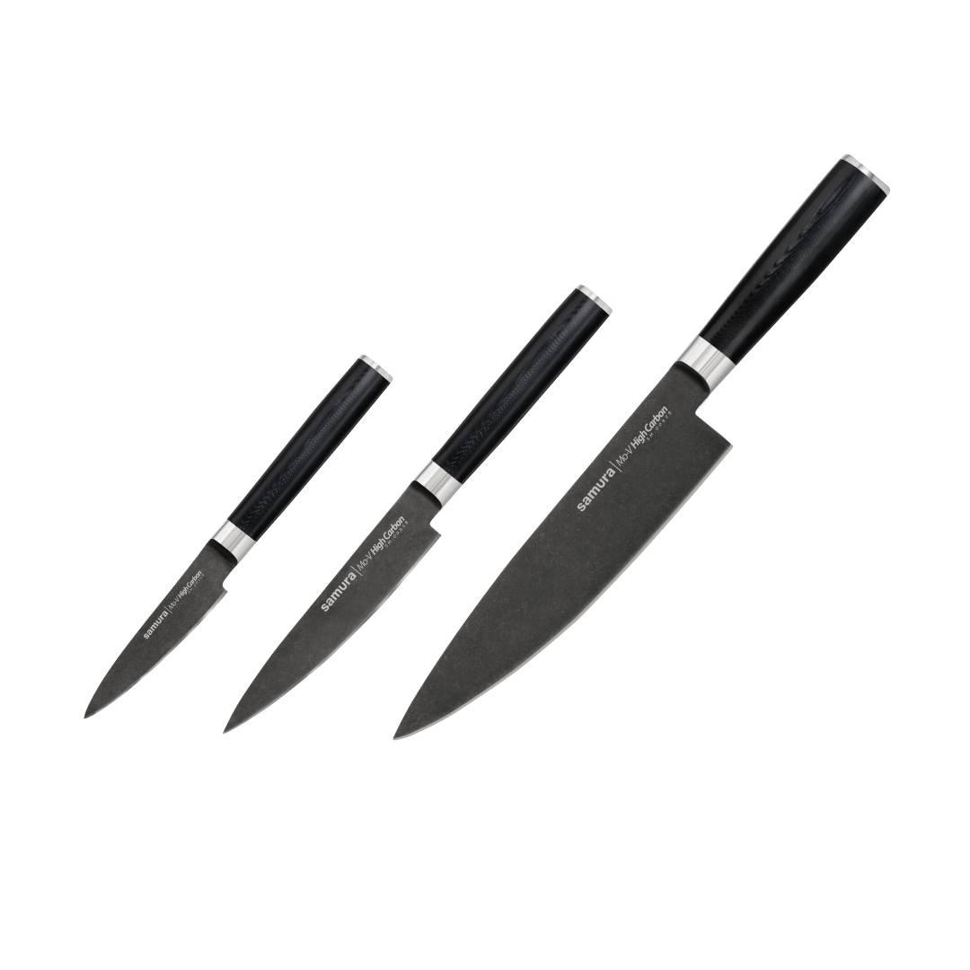 Nažu komplekts SAMURA MO-V Stonewash Set of 3 kitchen knives SM-0230B - DomoTehnika