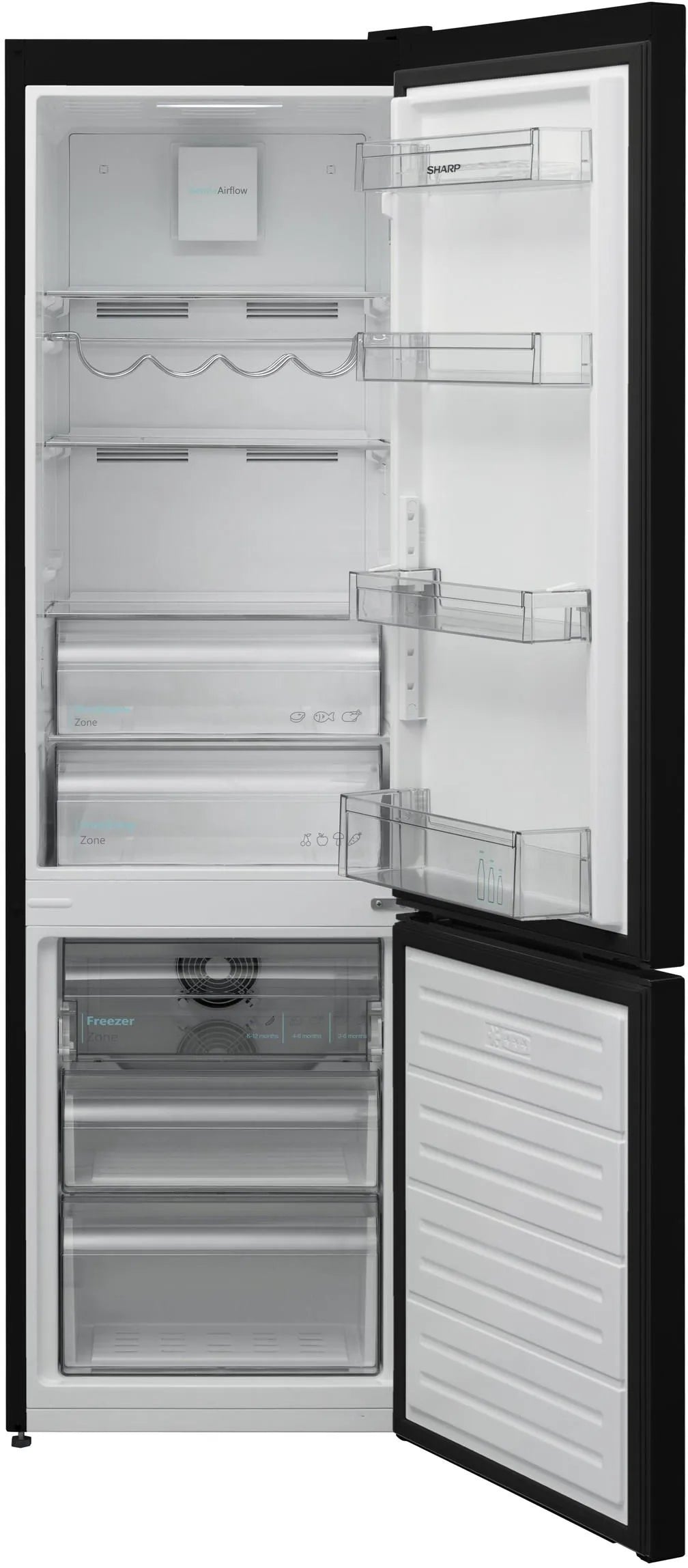 SHARP ledusskapis ar saldētavu apakšā, 180 cm, melns SJ-FBA05DMXBE-EU