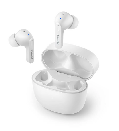 PHILIPS in-ear true bezvadu austiņas ar portatīvo uzlādes ietvaru, baltas TAT2206WT/00
