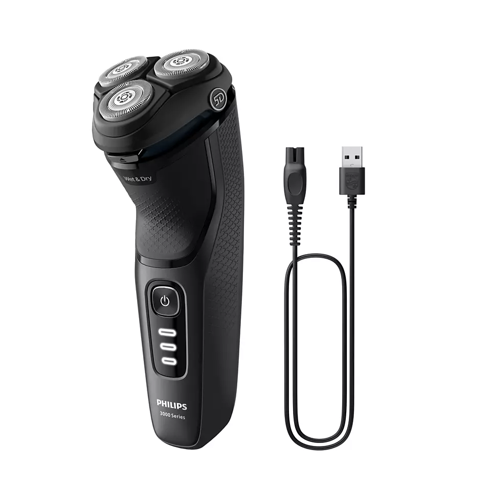 Philips Shaver Series 3000, Wet&amp; Dry skuveklis (lādējams), melns S3244/12