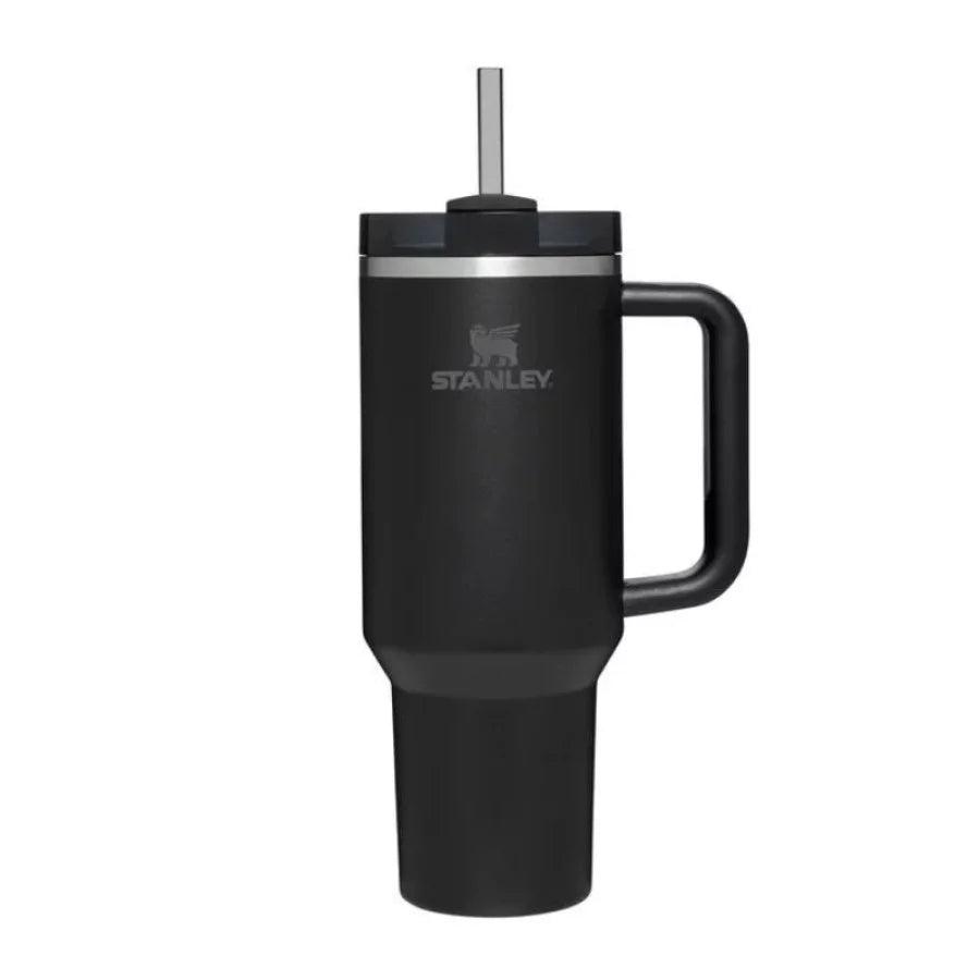 Termokrūze ar salmiņu STANLEY The Quencher H2.O FlowState Tumbler 1.18L melna - DomoTehnika