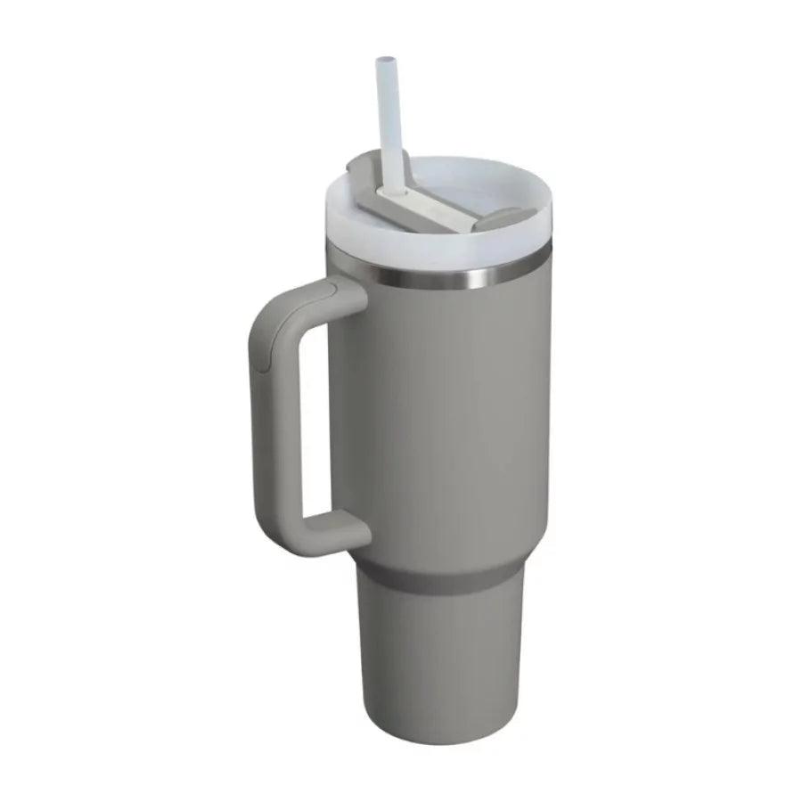 Termokrūze ar salmiņu STANLEY The Quencher H2.O FlowState Tumbler 1.18L gaiši pelēka - DomoTehnika