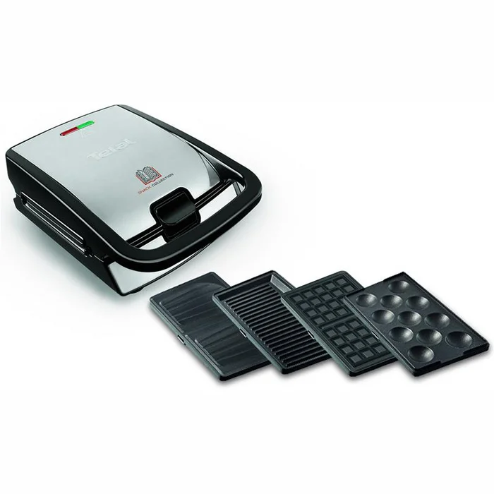 TEFAL tosteris Snack Collection, 700W, 4 maināmas plātnes, melna/sudraba SW854D16