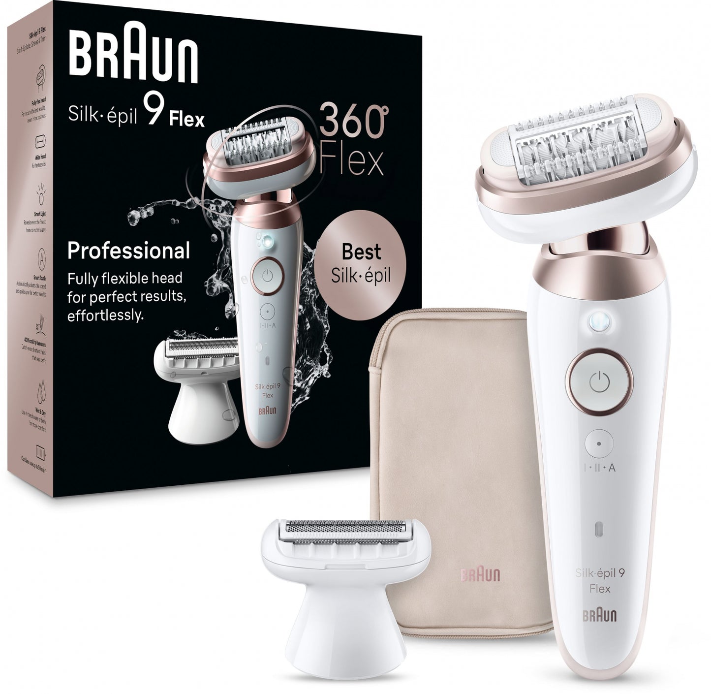 BRAUN Silk 9 epilators 3D RST, komplektā uzgaļi SES9-030 3D