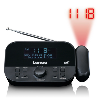 Lenco radio pulkstenis ar projekciju, melns CR-615BK
