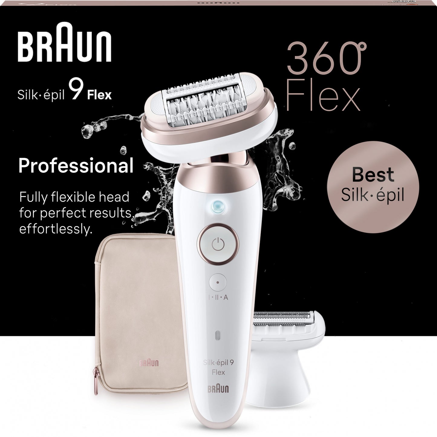 BRAUN Silk 9 epilators 3D RST, komplektā uzgaļi SES9-030 3D