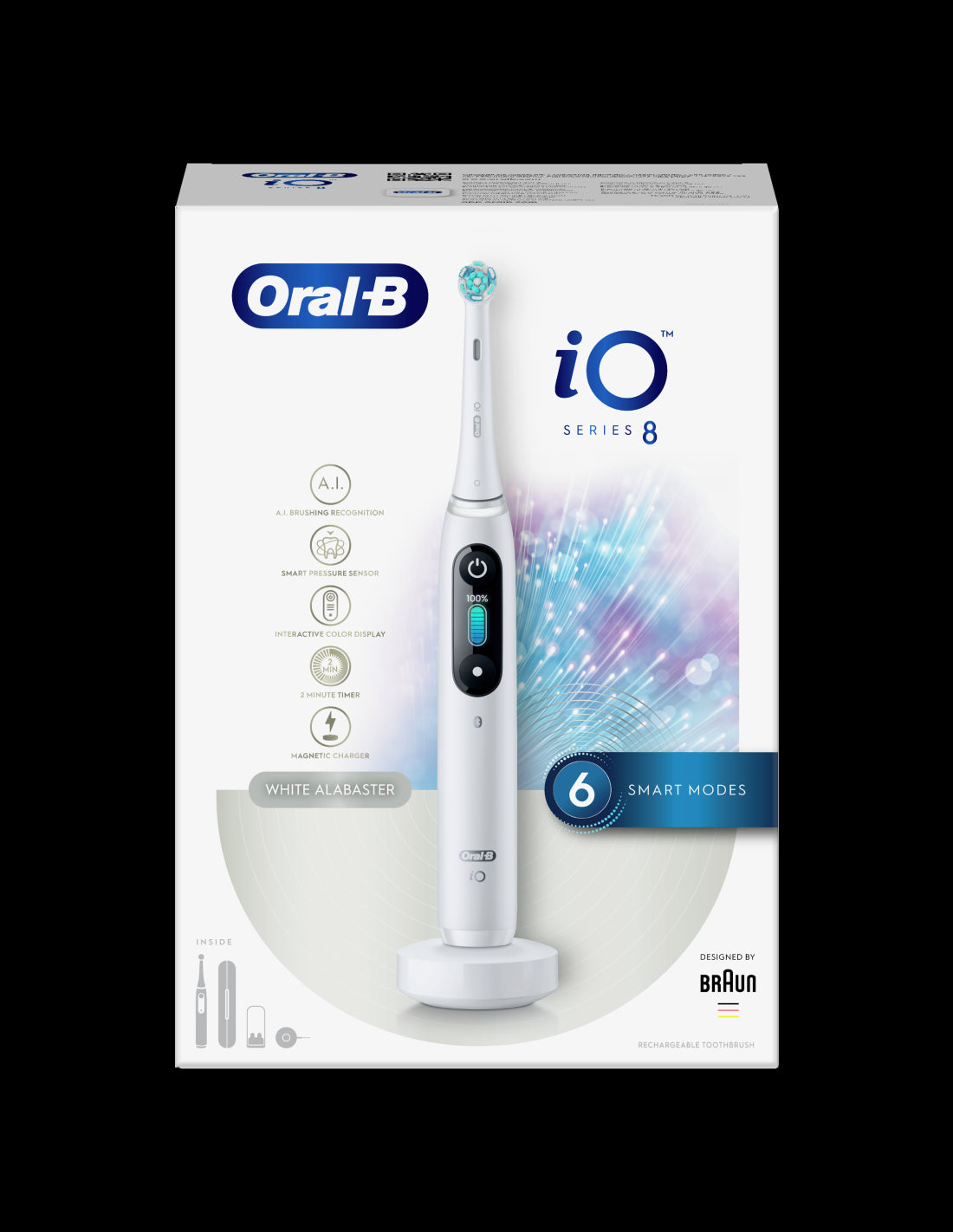 BRAUN Series iO8 el.zobu  birste, White Alabaster iOM8.1A1.1BD