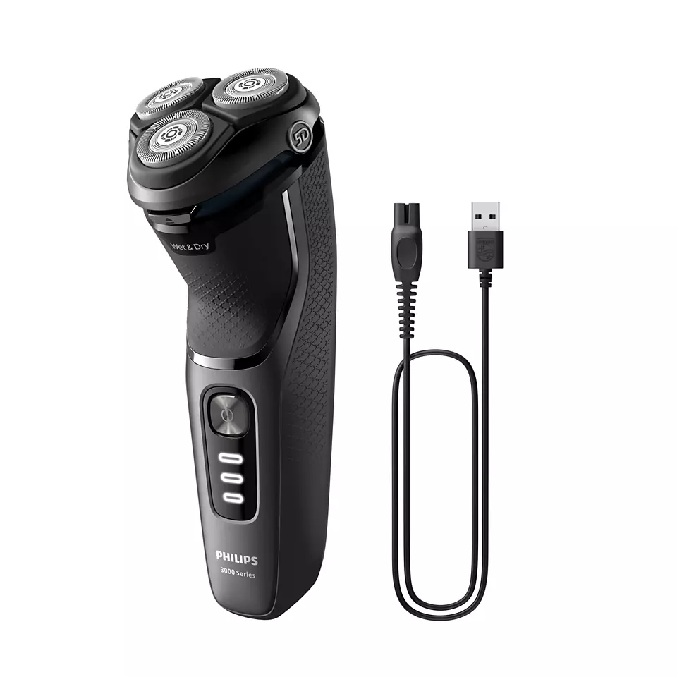 Philips Shaver Series 3000, Wet&amp; Dry skuveklis (lādējams), melns S3343/13