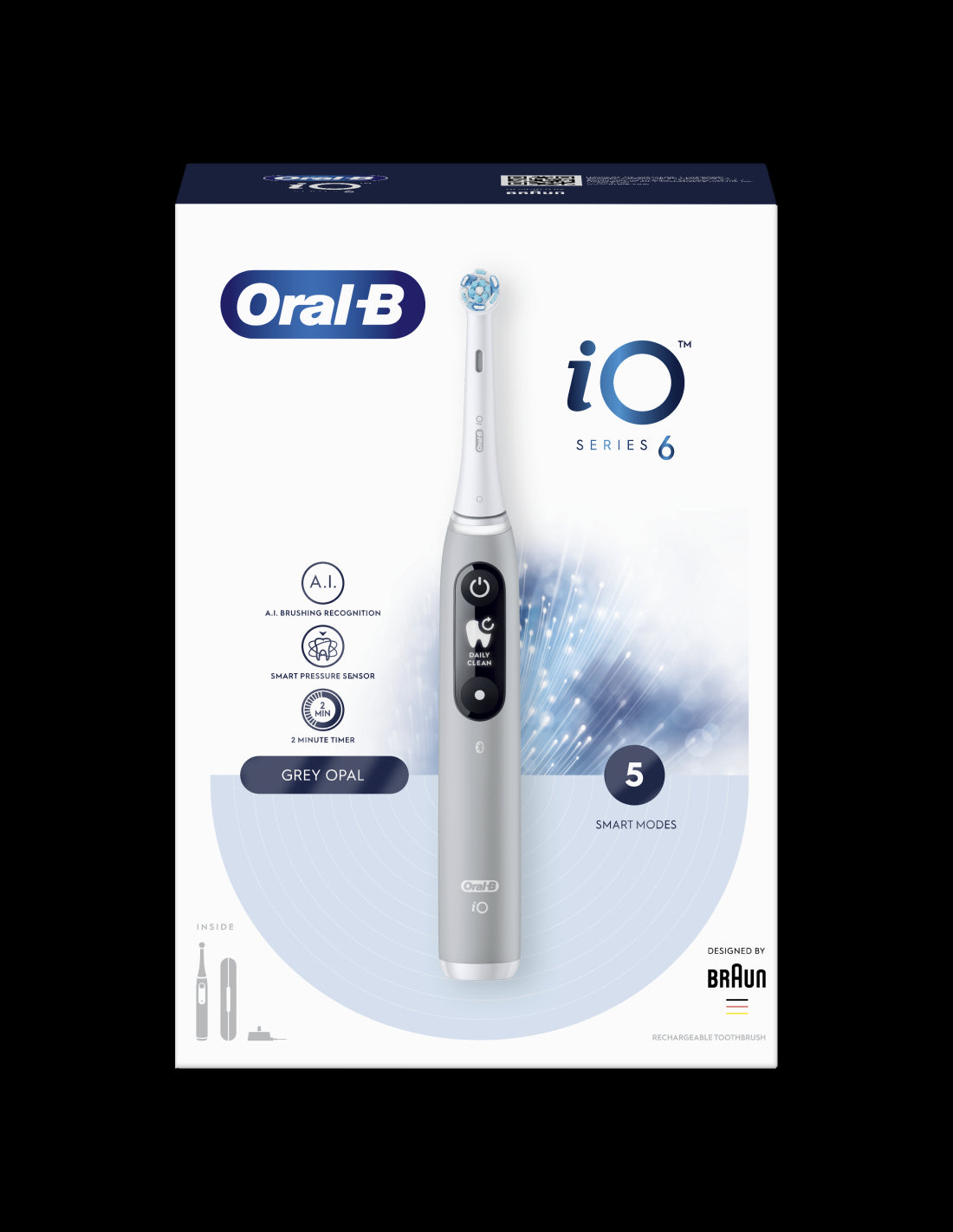 BRAUN Series iO6 el.zobu  birste, Grey Opal iOM6.1A6.1K Grey