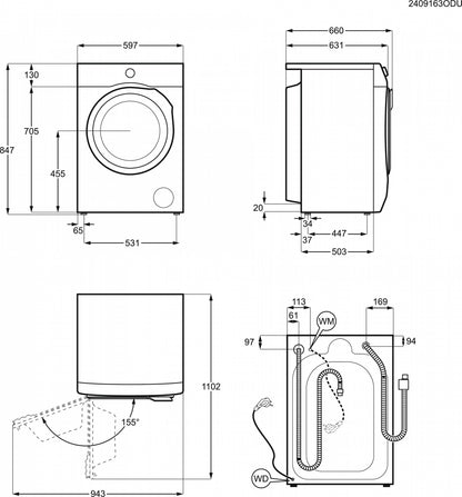Electrolux veļas mašīna UltraCare un tvaika programmu, 11kg., melna EW8FG5602CDE