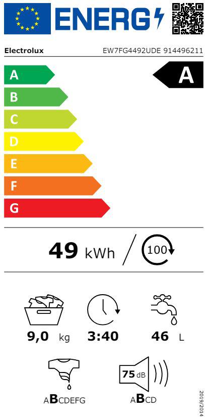 Electrolux veļas mazg.mašīna(front.ielāde), 9 kg, melna EW7FG4492UDE