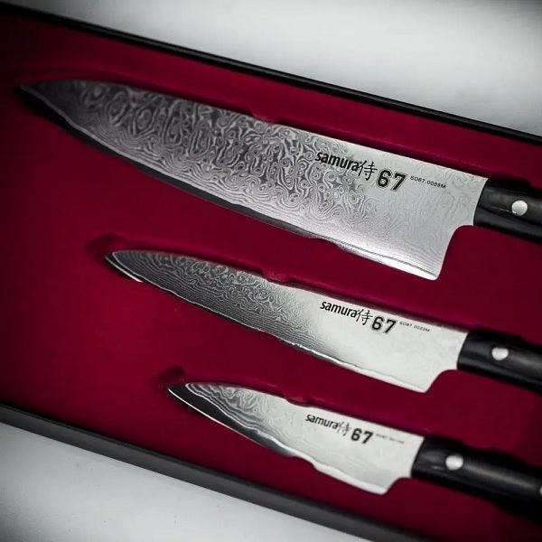 Nažu komplekts SAMURA DAMASCUS 67 Set of 3 kitchen knives SD67-0220M - DomoTehnika