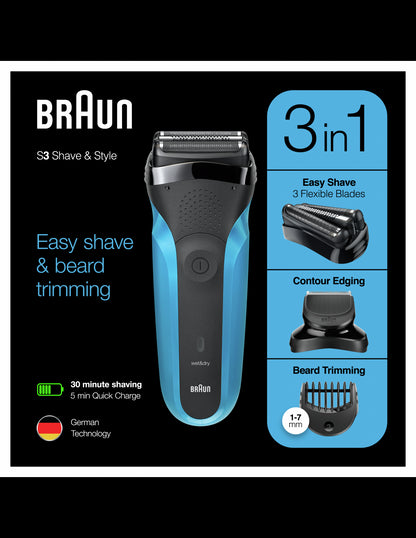 BRAUN el.skuveklis  310BT, melns/zils 310BT
