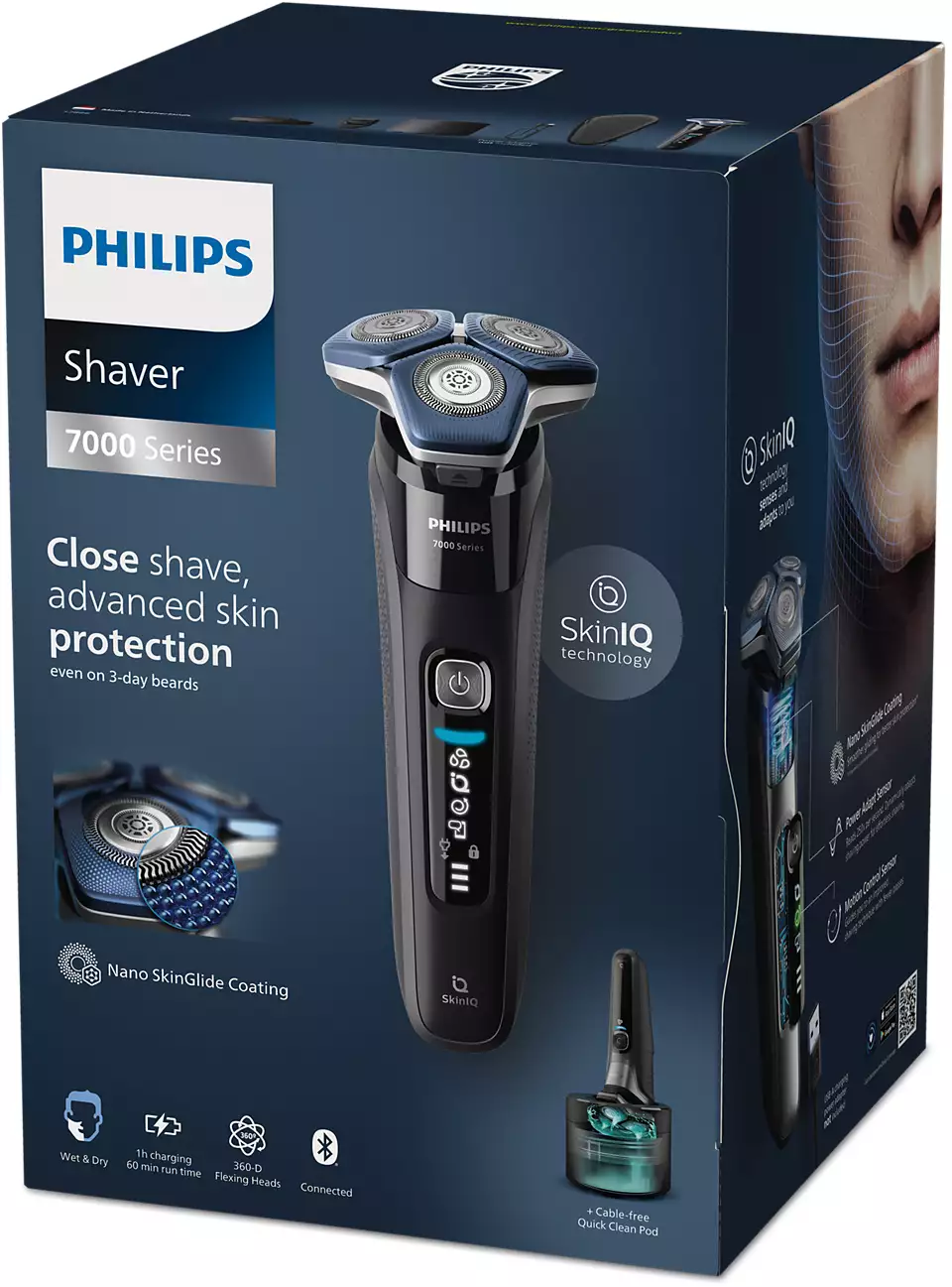 PHILIPS Shaver series 7000, Wet&amp; Dry skuveklis (lādējams), melns S7886/58
