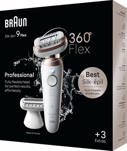 BRAUN Silk 9 epilators 3D RST, komplektā uzgaļi SES9-030 3D