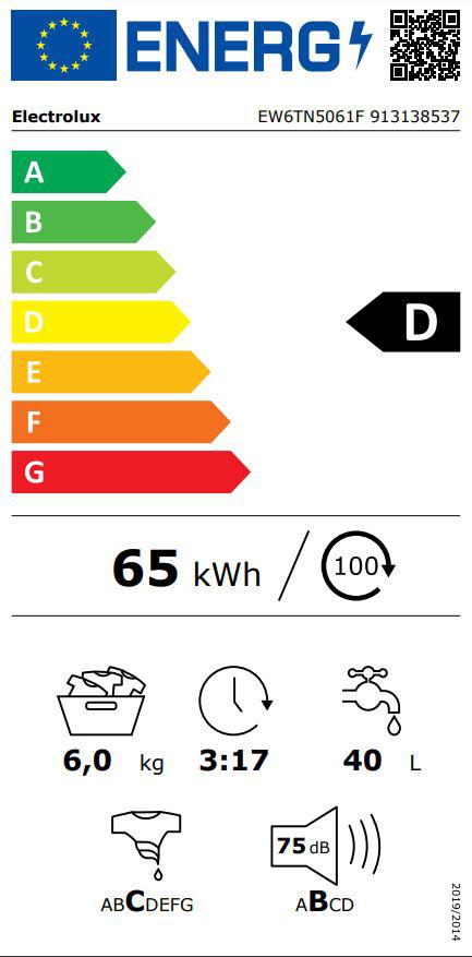 Electrolux veļas mazg.mašīna (augšas ielāde), 6 kg, D EW6TN5061F