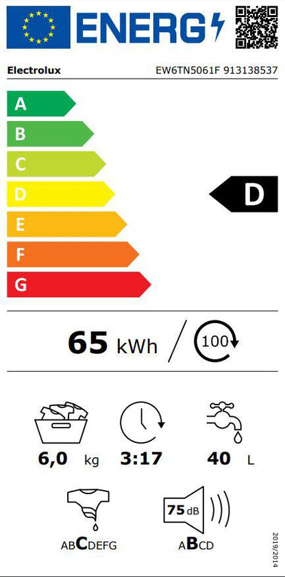 Electrolux veļas mazg.mašīna (augšas ielāde), 6 kg, D EW6TN5061F