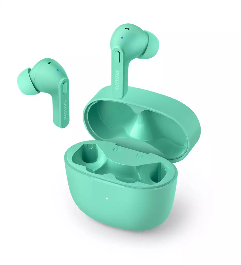 PHILIPS in-ear true bezvadu austiņas ar portatīvo uzlādes ietvaru, zaļas TAT2206GR/00