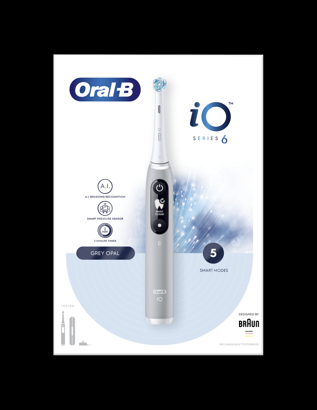 BRAUN Series iO6 el.zobu  birste, Grey Opal iOM6.1A6.1K Grey