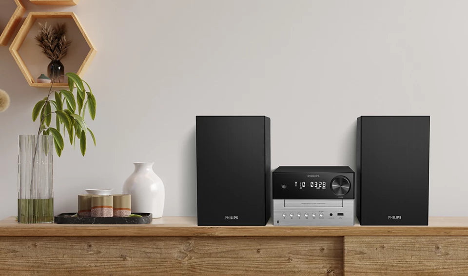 PHILIPS mūzikas sistēma ar Bluetooth, CD, 20W, melns/sudraba TAM3205M2/12