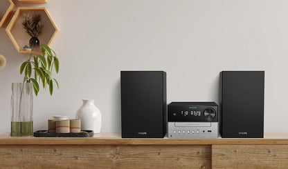 PHILIPS mūzikas sistēma ar Bluetooth, CD, 20W, melns/sudraba TAM3205M2/12