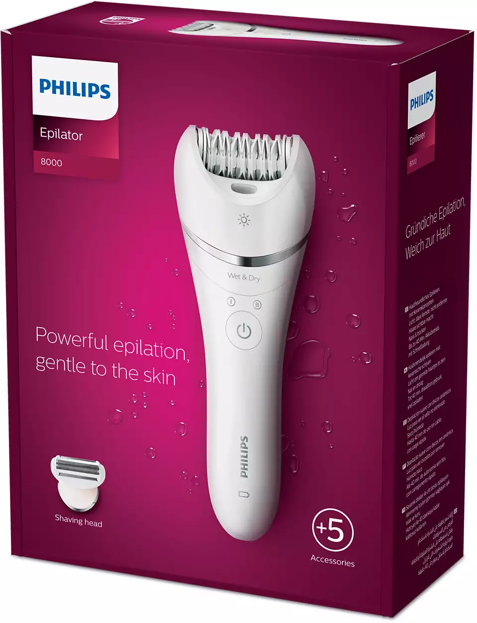 PHILIPS 8000 sērijas epilators mitrai un sausai  epilēšanai BRE710/00