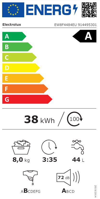 Electrolux veļas mazg.mašīna(front.ielāde), 8 kg EW8F4484EU