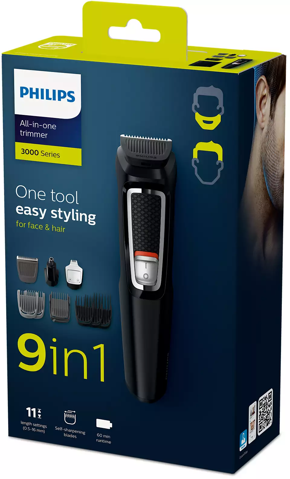 PHILIPS Multigroom series 3000 trimmeris (9-in-1), sejai un  matiem MG3740/15