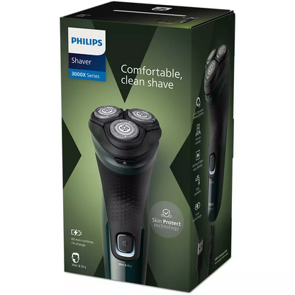 Philips Shaver Series 3000X, Wet&amp; Dry skuveklis (lādējams), tumši zaļš X3002/00
