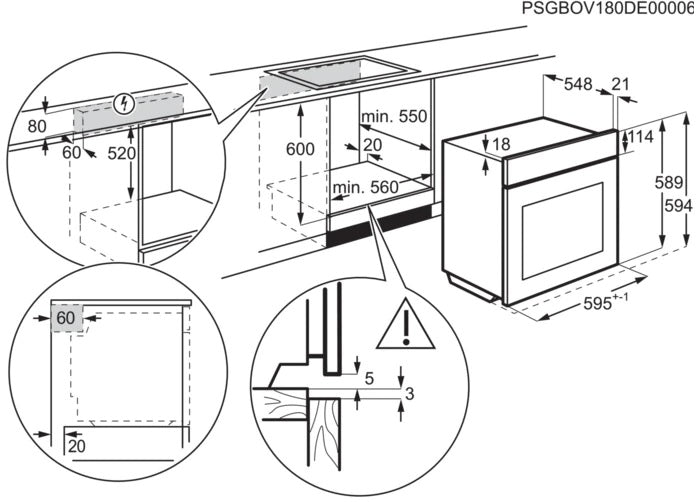 Electrolux 600.sērijas cepeškrāsns (iebūv.), 72l, melna EOD4P57H