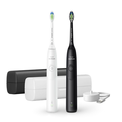PHILIPS 5300 Sonic elektriskās zobu birstes, 2 gab., balta un melna HX7109/01