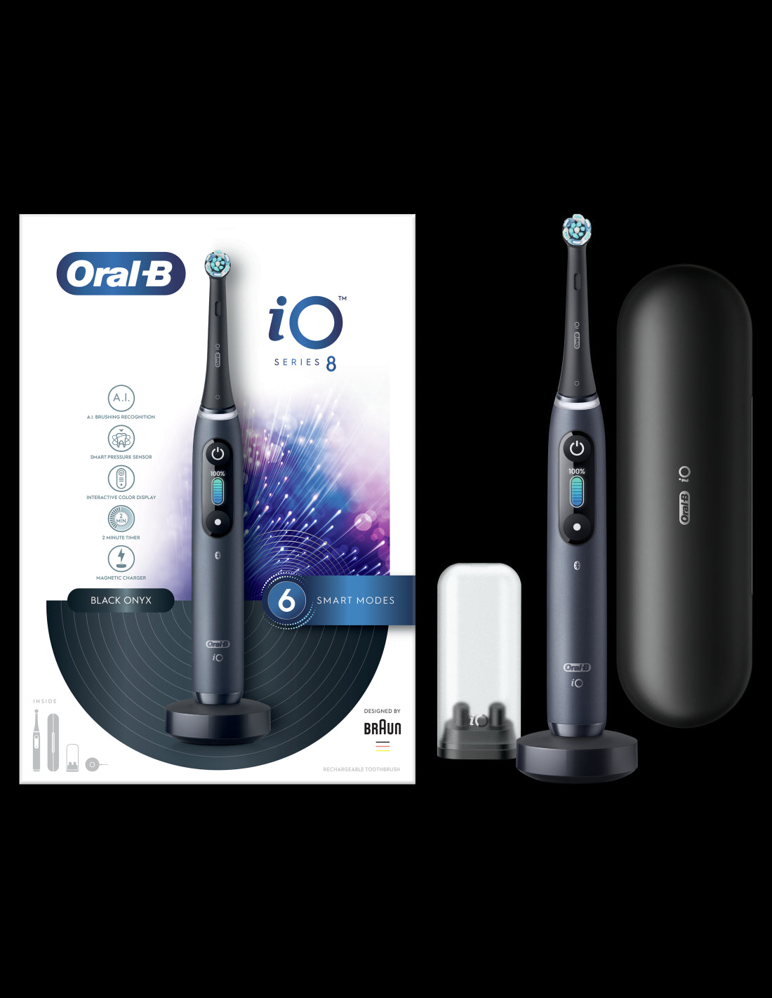 BRAUN Series iO8 el.zobu  birste, Black Onyx iOM8.1B2.2BD