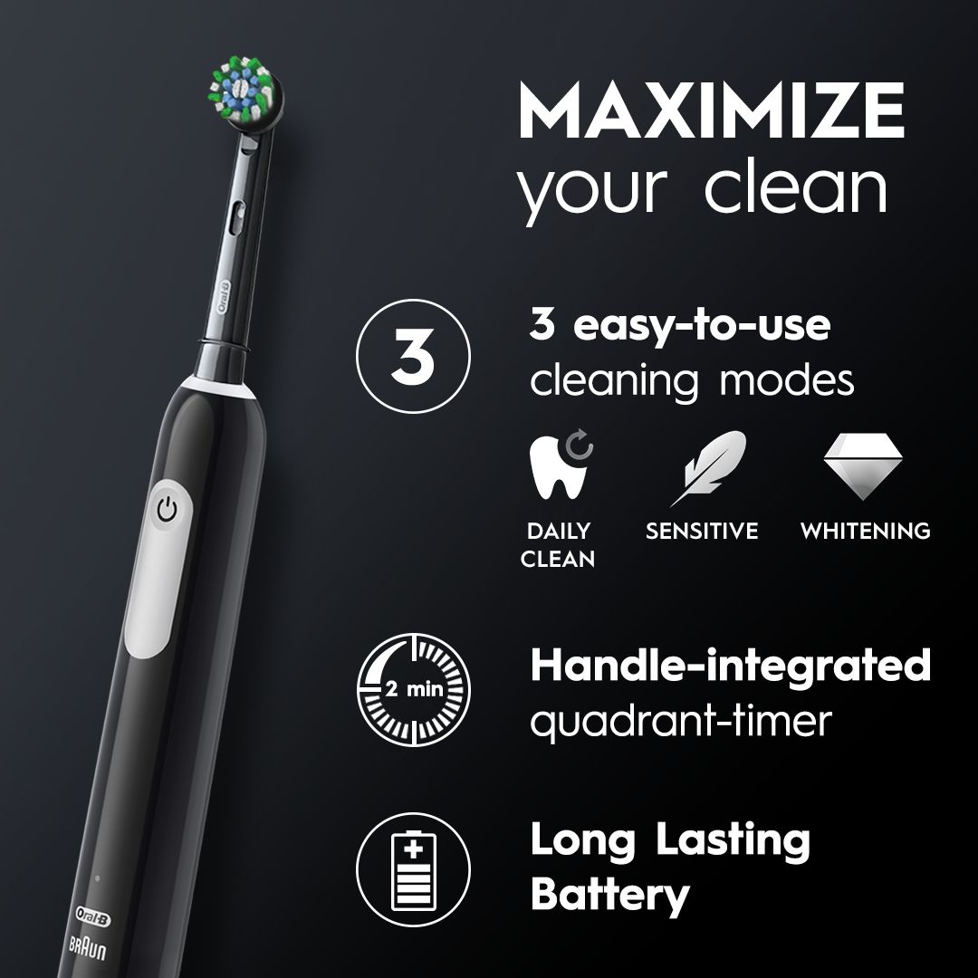 BRAUN el.zobu  birste Cross Action, melna D 305.513.3 Black