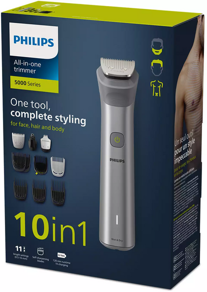 PHILIPS Multigroom series 5000 9-in-1 trimmeris sejai, matiem un ķermenim, melns un tērauda MG5920/15
